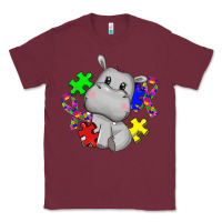 Burgundy autism hippopotamus Classic Tee - CowGirlArtShop