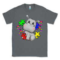 Charcoal Heather autism hippopotamus Classic Tee - CowGirlArtShop