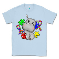 Dusty Blue autism hippopotamus Classic Tee - CowGirlArtShop