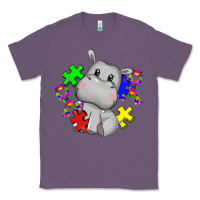 Lavender autism hippopotamus Classic Tee - CowGirlArtShop