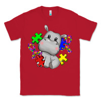 Red autism hippopotamus Classic Tee - CowGirlArtShop