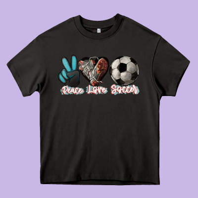 Peace Love Soccer Heavy Core Tee Designed By Howdyjamesfarm
