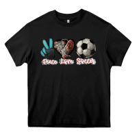 Black Peace love Soccer Heavy Core Tee - HowdyJamesFarm