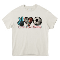 Cream Peace love Soccer Heavy Core Tee - HowdyJamesFarm