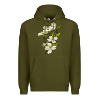 Army Green American Dogwood Flower Illustrations Premium Hoodie - LillyAllenDesigns