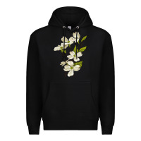 Black American Dogwood Flower Illustrations Premium Hoodie - LillyAllenDesigns
