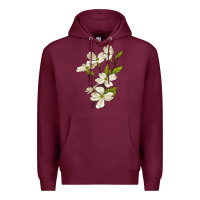 Burgundy American Dogwood Flower Illustrations Premium Hoodie - LillyAllenDesigns