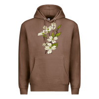 Chestnut American Dogwood Flower Illustrations Premium Hoodie - LillyAllenDesigns