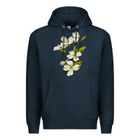 Navy American Dogwood Flower Illustrations Premium Hoodie - LillyAllenDesigns