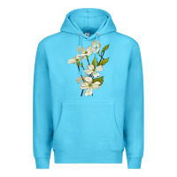 Ocean Blue American Dogwood Flower Illustrations Premium Hoodie - LillyAllenDesigns