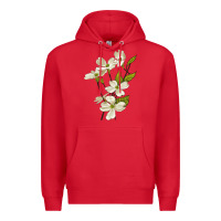 Red American Dogwood Flower Illustrations Premium Hoodie - LillyAllenDesigns