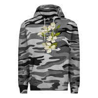 Slate Camo American Dogwood Flower Illustrations Premium Hoodie - LillyAllenDesigns