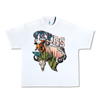 White Texas 4th of July Urban Heavy Tee - FaDigitalArtStudio