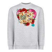 Heather Grey playing cards roses and pearls Heavyweight Sweatshirt - AdoDesignShop