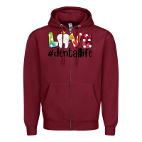 Burgundy love dentallife Zipper Hoodie - AdoDesignShop
