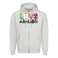 Dove Grey love dentallife Zipper Hoodie - AdoDesignShop