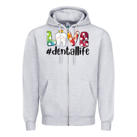 Heather Grey love dentallife Zipper Hoodie - AdoDesignShop