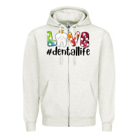 Oatmeal Heather love dentallife Zipper Hoodie - AdoDesignShop