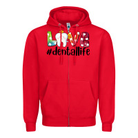 Red love dentallife Zipper Hoodie - AdoDesignShop