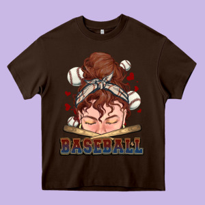 Messy Bun Baseball Heavy Core Tee Designed By Howdyjamesfarm