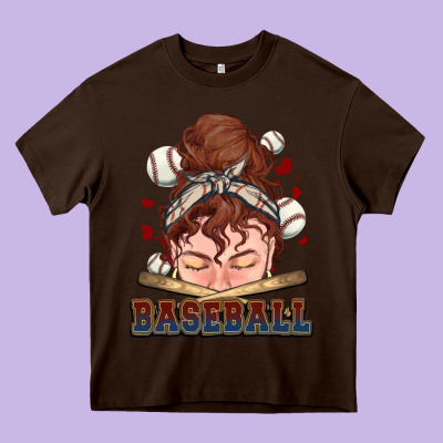 Messy Bun Baseball Heavy Core Tee Designed By Howdyjamesfarm