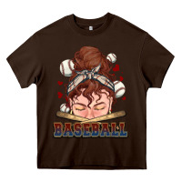 Chocolate Brown Messy bun Baseball Heavy Core Tee - HowdyJamesFarm