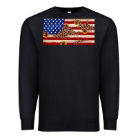 Black American flag leopard sunflower Premium Sweatshirt - JahusDesignShop