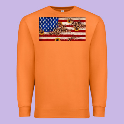 American Flag Leopard Sunflower Premium Sweatshirt Designed By Jahusdesignshop