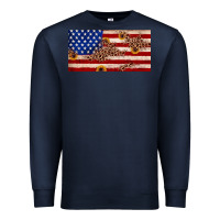 Navy American flag leopard sunflower Premium Sweatshirt - JahusDesignShop