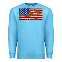 Ocean Blue American flag leopard sunflower Premium Sweatshirt - JahusDesignShop