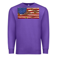 Purple American flag leopard sunflower Premium Sweatshirt - JahusDesignShop