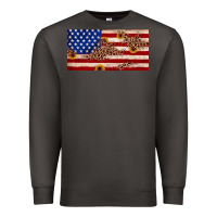 Smoke American flag leopard sunflower Premium Sweatshirt - JahusDesignShop