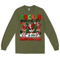 Army Green Rockin Around The Christmas Tree Long Sleeve Tee - FaDigitalArtStudio