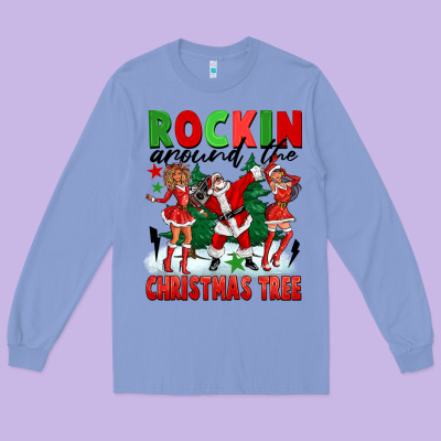 Rockin Around The Christmas Tree Long Sleeve Tee Designed By Fadigitalartstudio