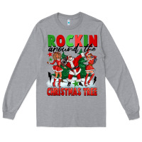 Heather Grey Rockin Around The Christmas Tree Long Sleeve Tee - FaDigitalArtStudio