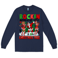 Navy Rockin Around The Christmas Tree Long Sleeve Tee - FaDigitalArtStudio
