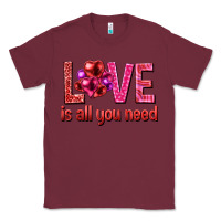 Burgundy Love is all you need Valentine's Day Classic Tee - HowdyJamesFarm