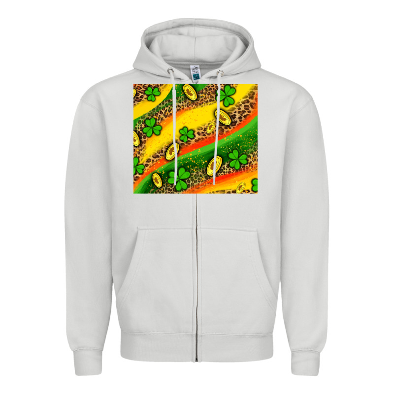 St Patricks Coin And Shamrock Zipper Hoodie by AdoDesignShop | Teevron
