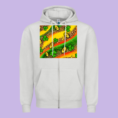 St Patricks Coin And Shamrock Zipper Hoodie Designed By Adodesignshop