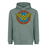 Sage Wonder Woman Vintage Emblem Heavyweight Hoodie - maiPhamDesign