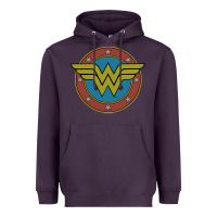 Plum Wonder Woman Vintage Emblem Heavyweight Hoodie - maiPhamDesign