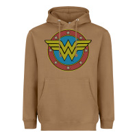 Toasted Coconut Wonder Woman Vintage Emblem Heavyweight Hoodie - maiPhamDesign