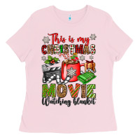 Bubblegum Pink this is my christmas movie watching blanket Ladies Tee - OliviaCreatesArt