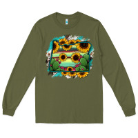 Army Green Oregon Map Sunflower Cactus Serape Long Sleeve Tee - RanaPortraitStore