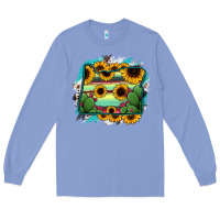 Colony Blue Oregon Map Sunflower Cactus Serape Long Sleeve Tee - RanaPortraitStore