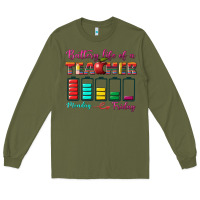 Army Green battery life of a teacher Long Sleeve Tee - BundleAndBundleShop