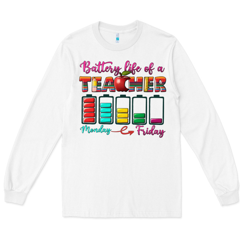 Battery Life Of A Teacher Long Sleeve Tee by BundleAndBundleShop | Teevron