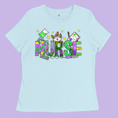 Mardi Gras Nurse Ladies Tee Designed By Oliviacreatesart
