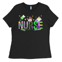 Black mardi gras nurse Ladies Tee - OliviaCreatesArt