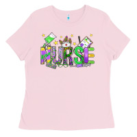 Bubblegum Pink mardi gras nurse Ladies Tee - OliviaCreatesArt